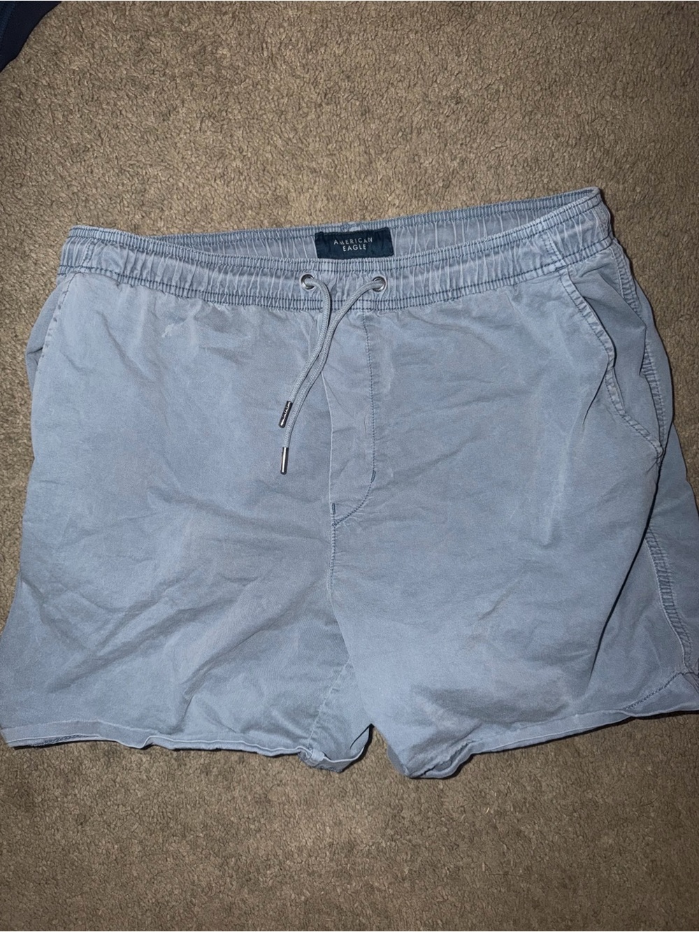American Eagle Pale Blue Elastic Waist Drawstring Shorts